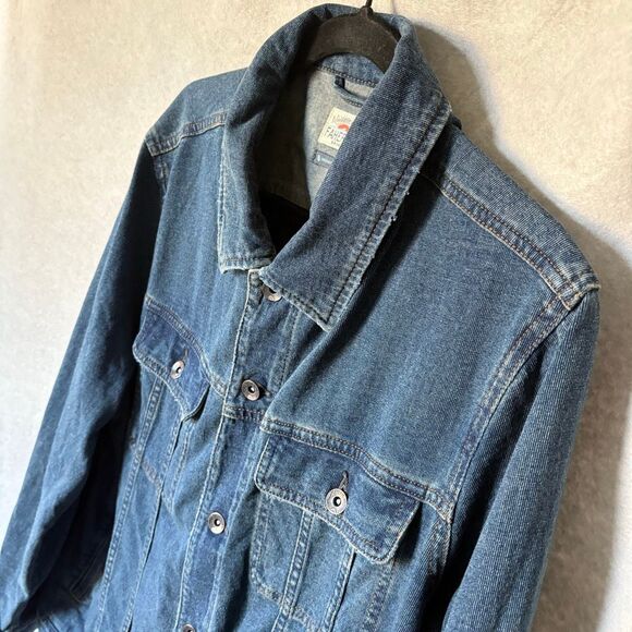 Faherty Men’s XL Denim Jacket Dark Blue Cotton Button Up Casual Classic - Picture 4 of 7